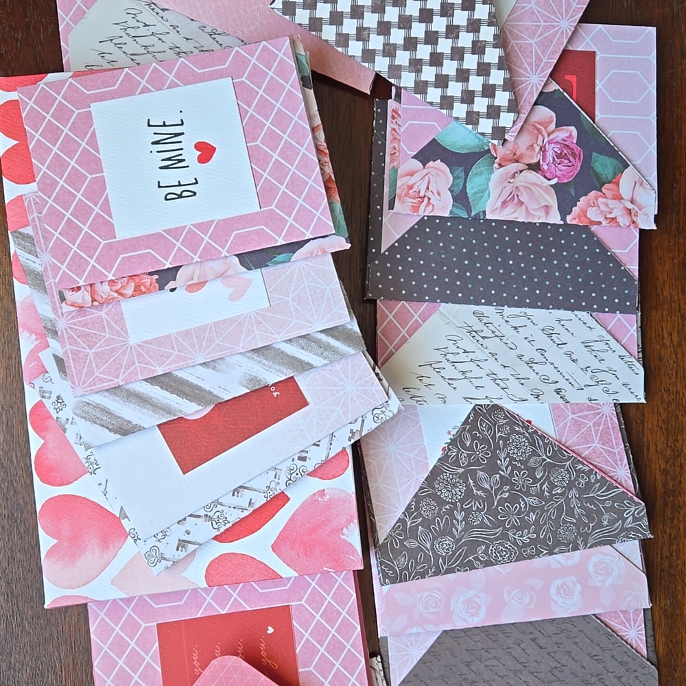 Handmade Mini Valentine Cards & Envelopes Boxed Set of 14